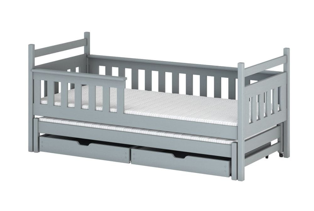 Veneti Detská posteľ so zásuvkami 90x200 MATYLDA - popol